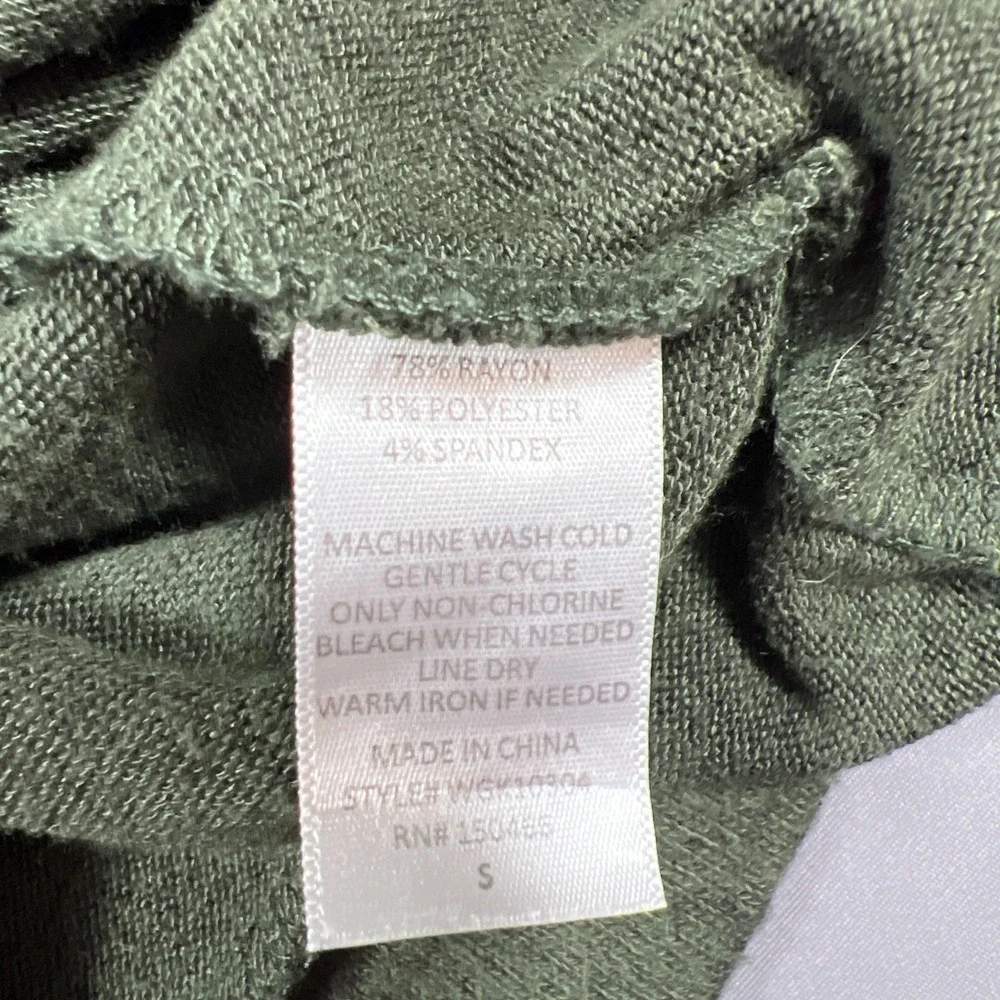 Market & Spruce Sweater Womens Small Olive Green Striped Raglan Sleeve Boat Neck